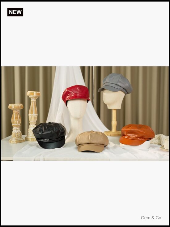 3 Pcs Vintage Newsboy Hats PU Leather Fiddler Cap main image 7